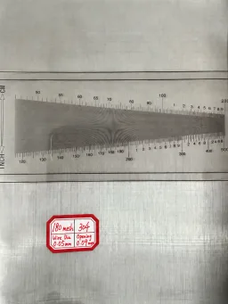 180 mesh SS304 wire mesh reference, 0.05 mm wire and 0.09 mm labeled opening