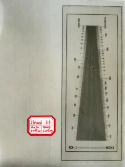 230 mesh SS316 wire mesh reference, 0.045 mm wire and 0.065 mm labeled opening