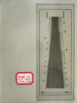 300 mesh SS316 wire mesh reference, 0.04 mm wire and 0.045 mm labeled opening