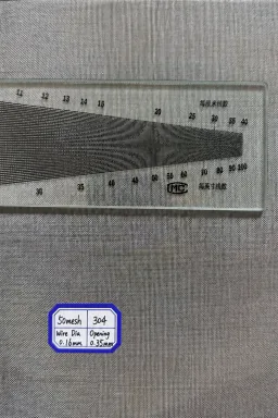 50 mesh SS304 wire mesh reference, 0.16 mm wire and 0.35 mm labeled opening