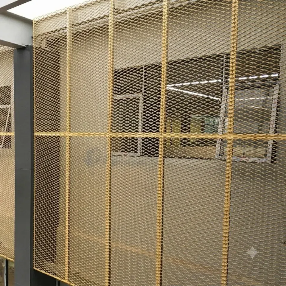 Gold decorative expanded metal architectural screen panels