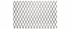 Silver flattened expanded metal panel with narrow diamond openings