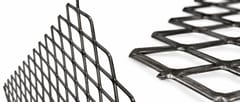 Dark expanded metal panels showing flat strands and cut edge profiles