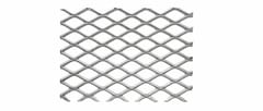 Galvanized expanded metal panel showing a raised diamond pattern from the front