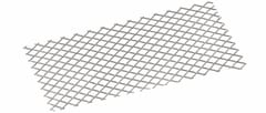 Galvanized expanded metal sheet with fine diamond openings on a white background