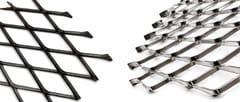 Dark and silver raised expanded metal panels showing angled diamond strands