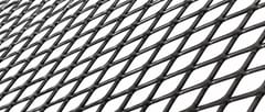 Dark raised expanded metal mesh with diagonal diamond openings