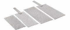 Titanium expanded metal electrode panels with different diamond patterns and solid connection tabs