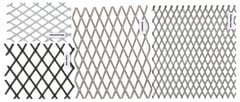Expanded metal sheet samples in galvanized steel, carbon steel, aluminum and stainless steel