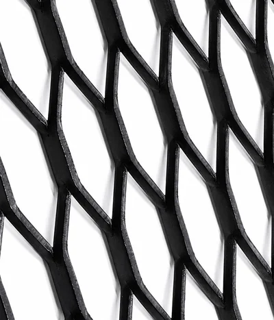Raised expanded metal with elongated diamond openings