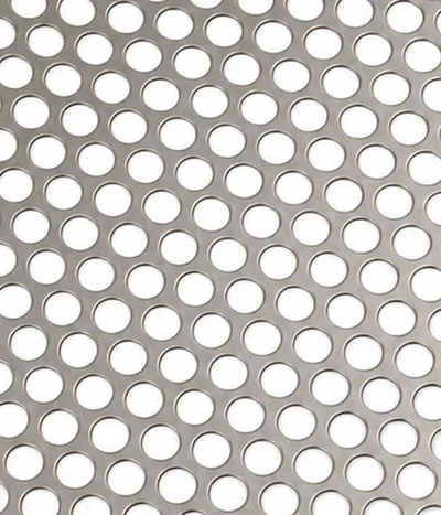 Round holes punched into a perforated metal sheet