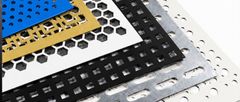Aluminium perforated sheet samples with different colors and hole patterns