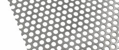 Carbon steel perforated sheet with large round holes and edge detail