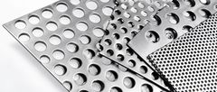 Overlapping perforated metal sheets with large and small round holes
