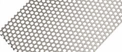 Perforated metal sheet with staggered round holes and panel edge detail