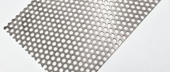 Stainless steel perforated sheet showing round holes and panel edge detail