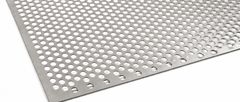 Round-hole titanium perforated sheet showing the panel edge