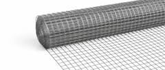 Stainless steel welded wire mesh roll partially unrolled to show uniform square openings