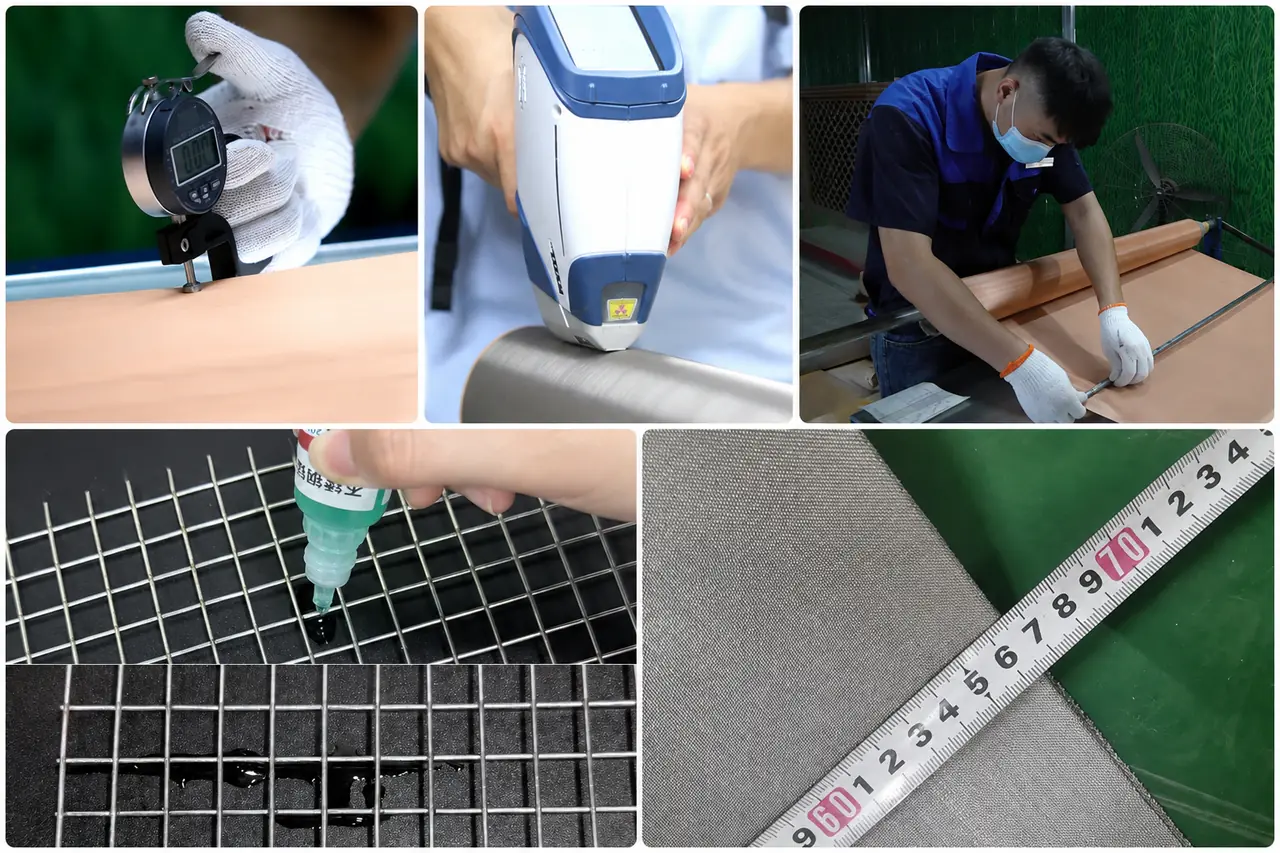 Five stainless steel wire mesh quality checks: thickness, alloy grade, roll width, surface coating and dimensions