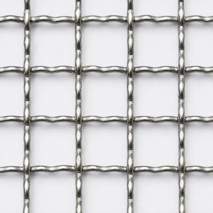 Stainless steel crimped wire mesh with square openings