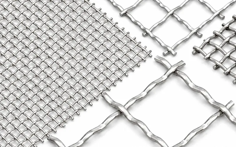 Woven wire mesh samples with different wire diameters and opening sizes
